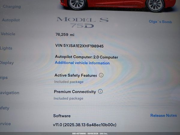 2017 TESLA MODEL S 100D/60D/75D/90D/P100D