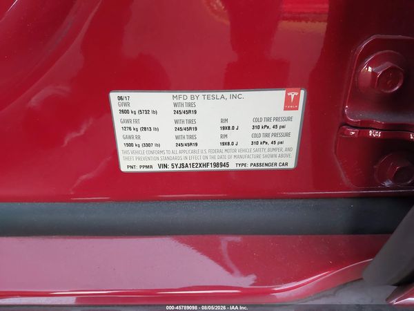 2017 TESLA MODEL S 100D/60D/75D/90D/P100D