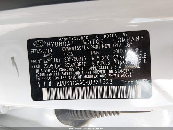 2019 HYUNDAI KONA SE