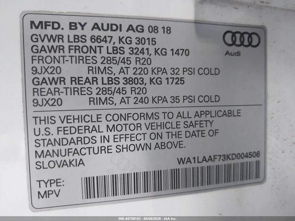 2019 AUDI Q7 55 PREMIUM/55 SE PREMIUM