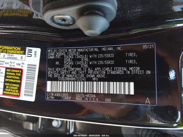 2021 TOYOTA HIGHLANDER LIMITED