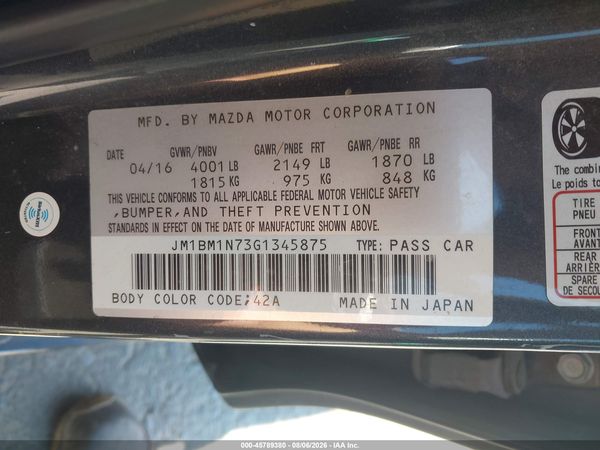 2016 MAZDA MAZDA3 I GRAND TOURING