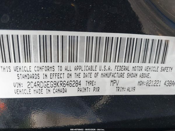 2019 DODGE GRAND CARAVAN GT