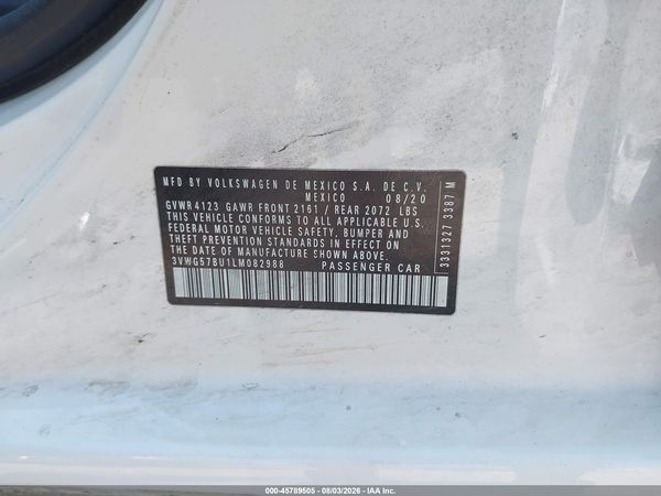 2020 VOLKSWAGEN JETTA 1.4T SEL PREMIUM — I9