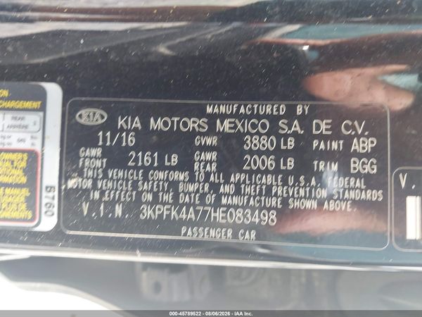 2017 KIA FORTE LX