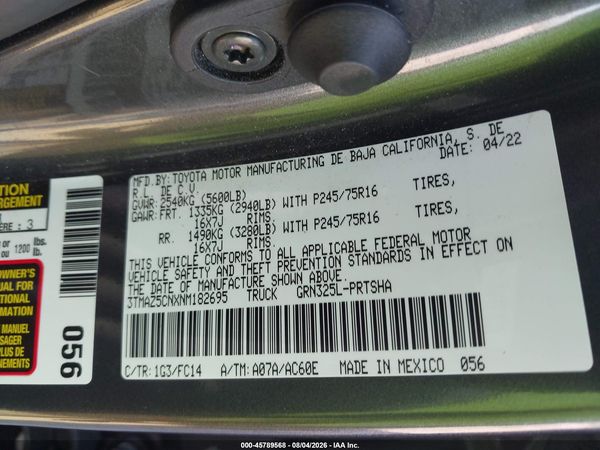 2022 TOYOTA TACOMA SR5 V6