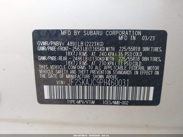 2023 SUBARU FORESTER SPORT — I9