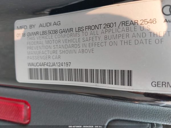 2018 AUDI S4 3.0T PREMIUM PLUS