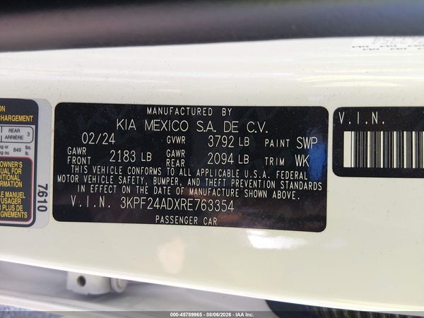 2024 KIA FORTE LXS