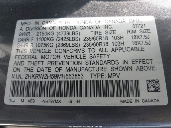 2021 HONDA CR-V AWD EX