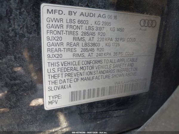 2017 AUDI Q7 3.0T PREMIUM