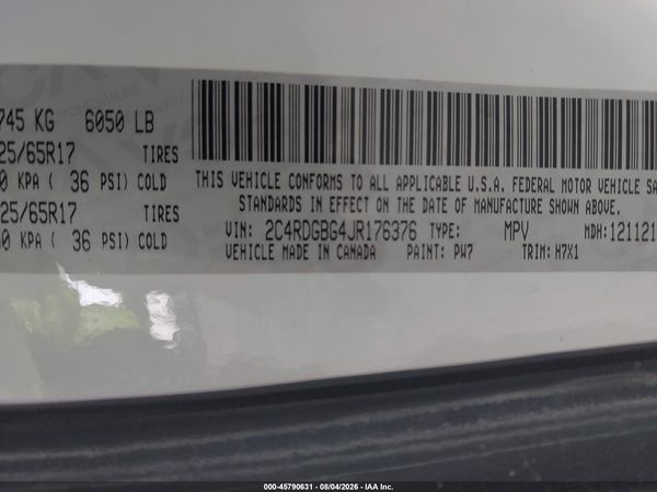 2018 DODGE GRAND CARAVAN SE