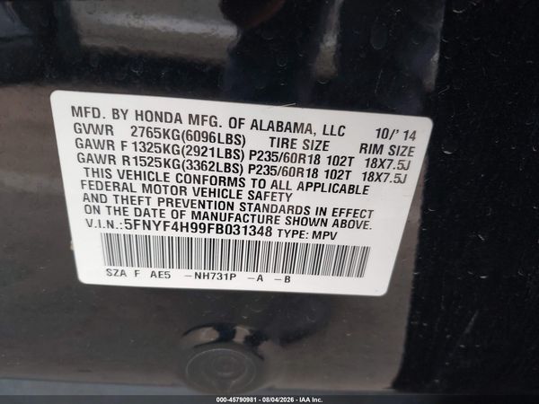 2015 HONDA PILOT TOURING