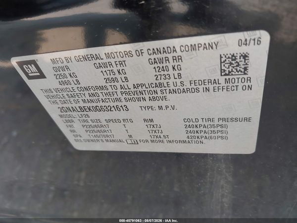 2016 CHEVROLET EQUINOX LS — I9