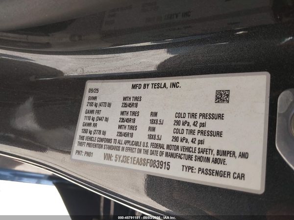 2025 TESLA MODEL 3