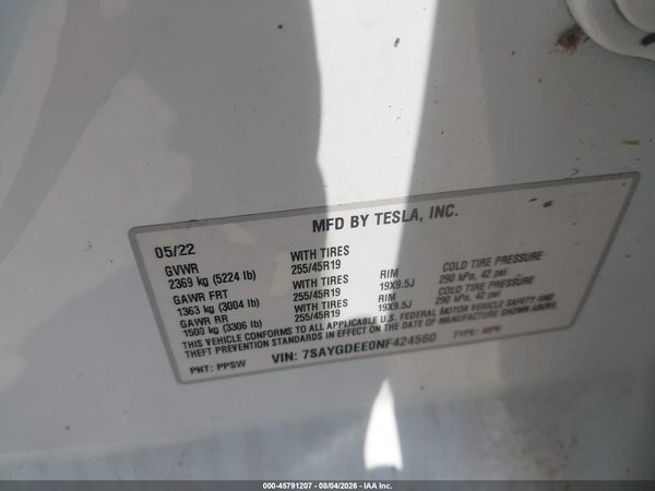 2022 TESLA MODEL Y