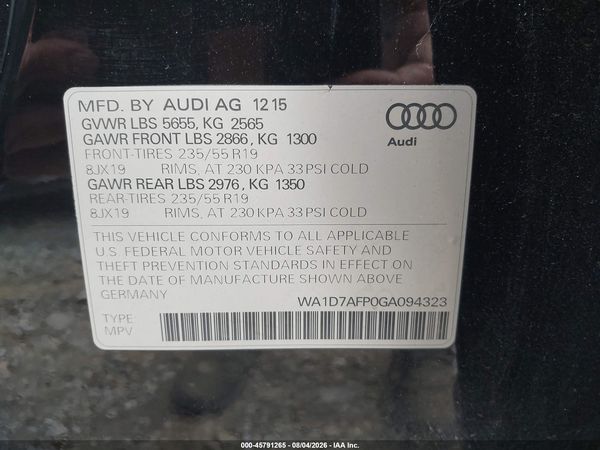 2016 AUDI Q5 3.0T PREMIUM PLUS