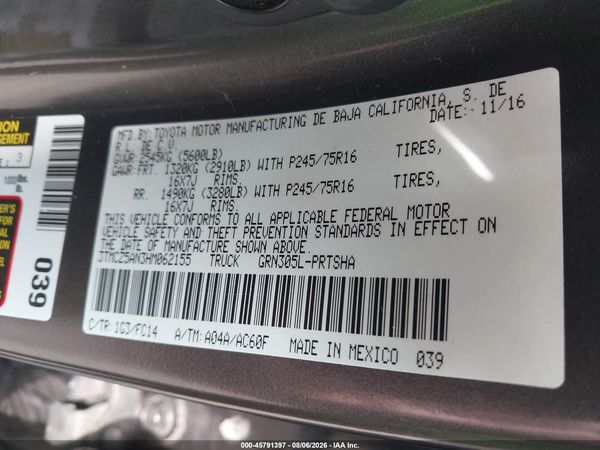 2017 TOYOTA TACOMA SR5 V6