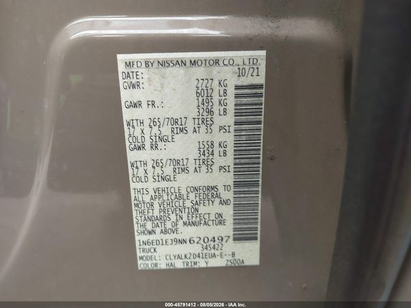 2022 NISSAN FRONTIER PRO-X 4X2 — I9