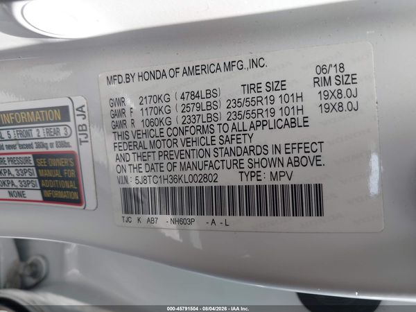 2019 ACURA RDX STANDARD