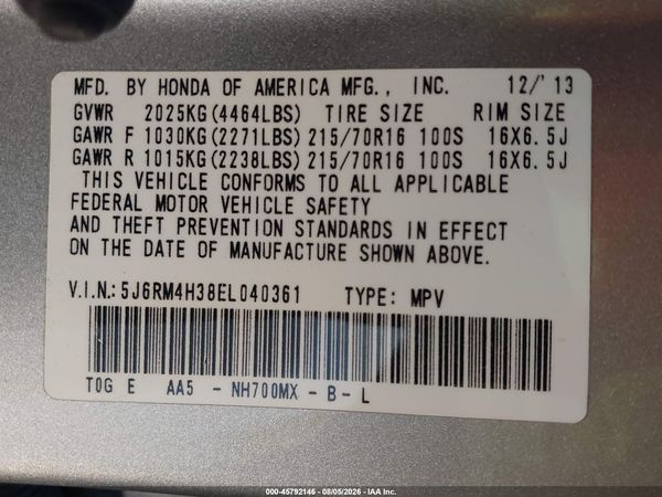 2014 HONDA CR-V LX