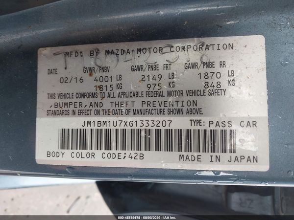 2016 MAZDA MAZDA3 I SPORT