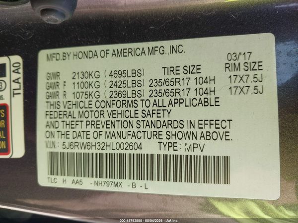 2017 HONDA CR-V LX