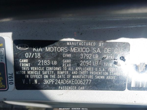 2019 KIA FORTE LXS