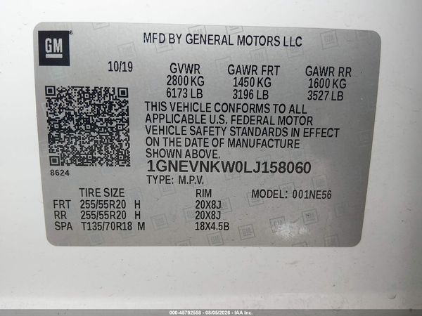 2020 CHEVROLET TRAVERSE AWD HIGH COUNTRY — I9