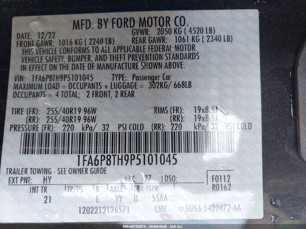 2023 FORD MUSTANG ECOBOOST FASTBACK