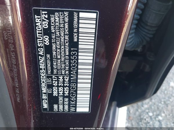 2021 MERCEDES-BENZ S 580 4MATIC
