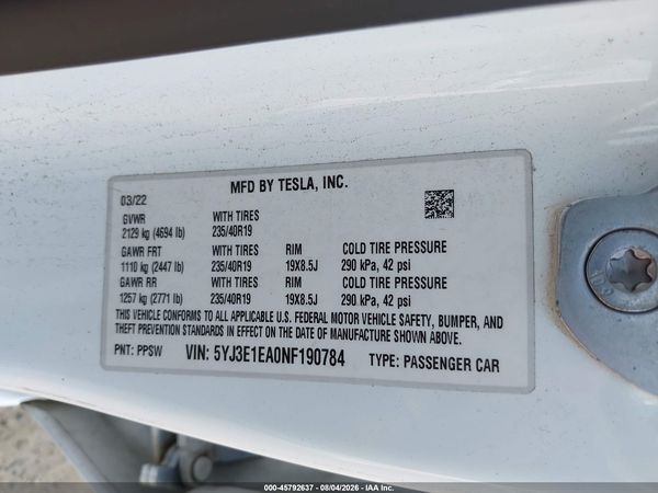 2022 TESLA MODEL 3 REAR-WHEEL DRIVE