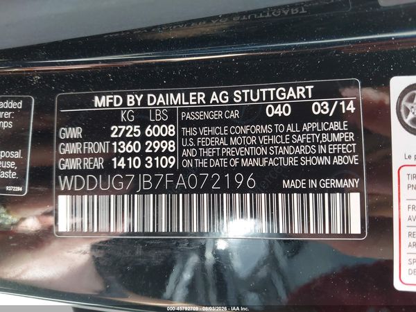 2015 MERCEDES-BENZ S 63 AMG 4MATIC