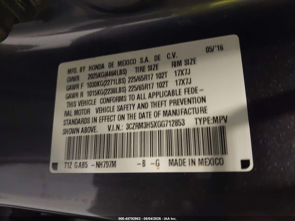2016 HONDA CR-V EX