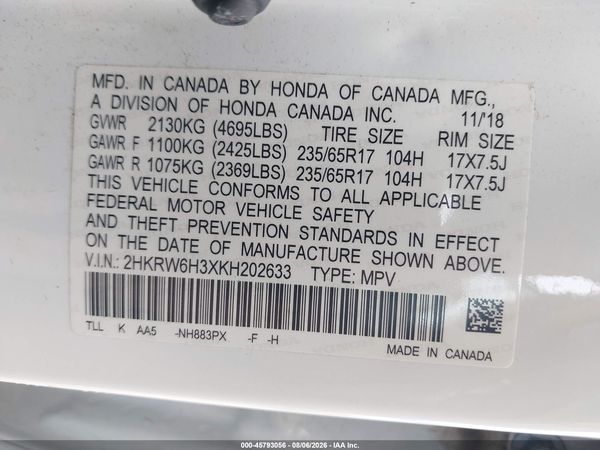 2019 HONDA CR-V LX