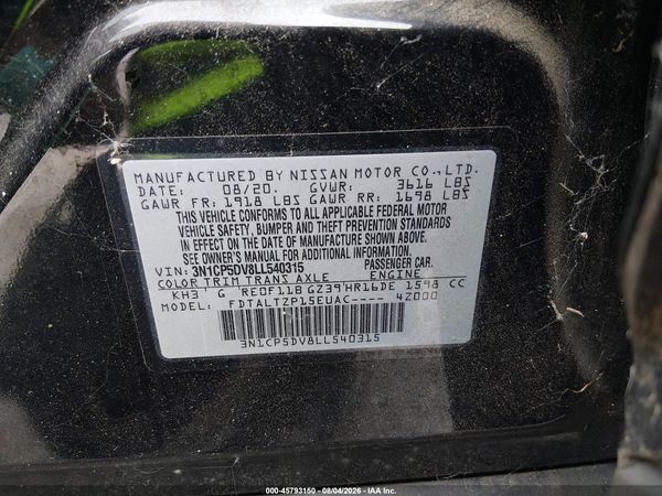 2020 NISSAN KICKS SR XTRONIC CVT