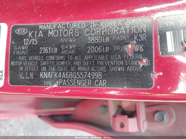 2016 KIA FORTE LX