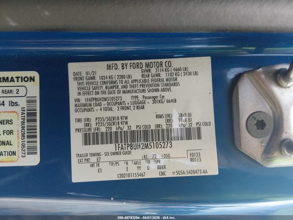 2021 FORD MUSTANG ECOBOOST PREMIUM