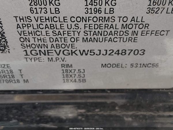 2018 CHEVROLET TRAVERSE LT CLOTH — I9