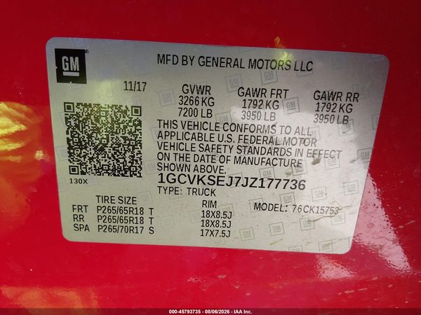 2018 CHEVROLET SILVERADO 1500 2LZ — I9