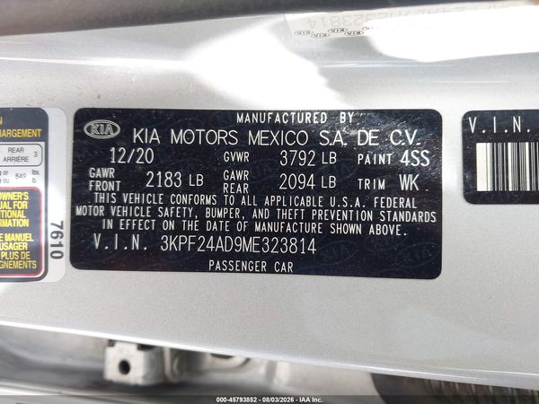 2021 KIA FORTE LXS