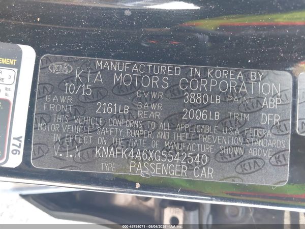 2016 KIA FORTE LX
