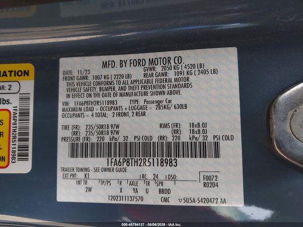 2024 FORD MUSTANG ECOBOOST FASTBACK