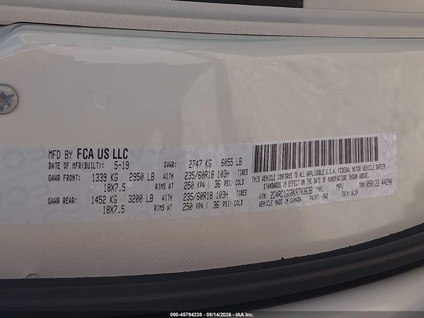 2019 CHRYSLER PACIFICA LIMITED — I9