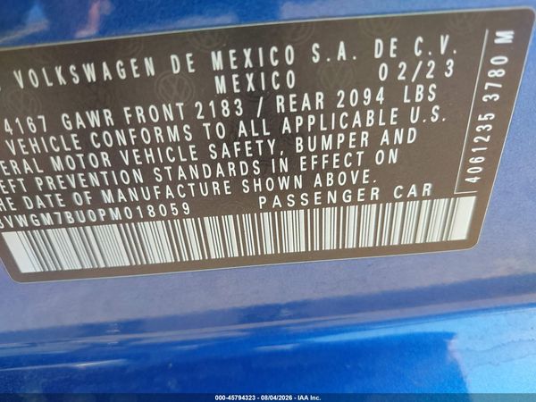 2023 VOLKSWAGEN JETTA 1.5T SEL — I9