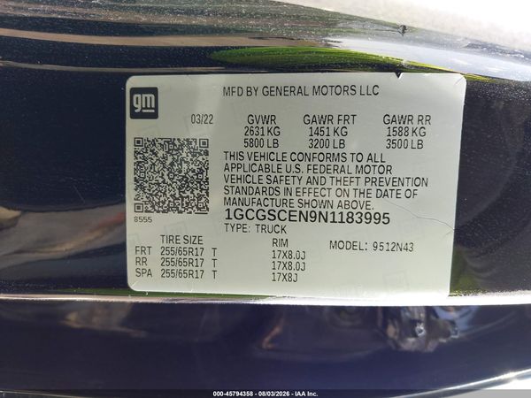 2022 CHEVROLET COLORADO 2WD  SHORT BOX LT — I9