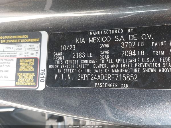 2024 KIA FORTE LXS
