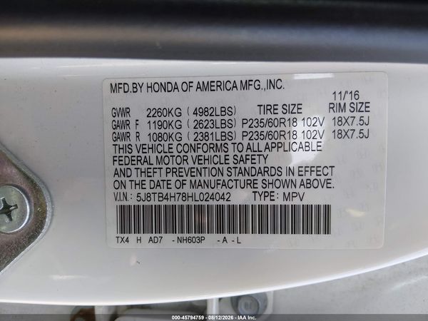 2017 ACURA RDX ADVANCE PACKAGE