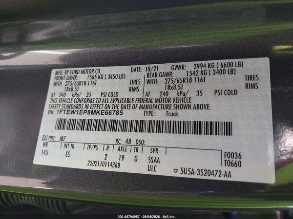 2021 FORD F-150 LARIAT