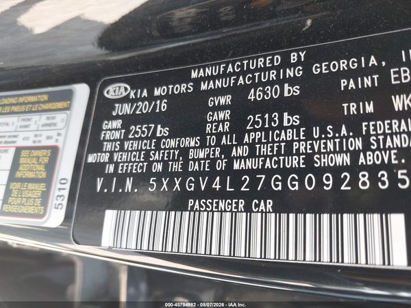 2016 KIA OPTIMA SXL TURBO